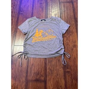 Ruby & Lace Yellowstone Graphic Tee Kids XL Grey Excellent Cinch Side Crop Top